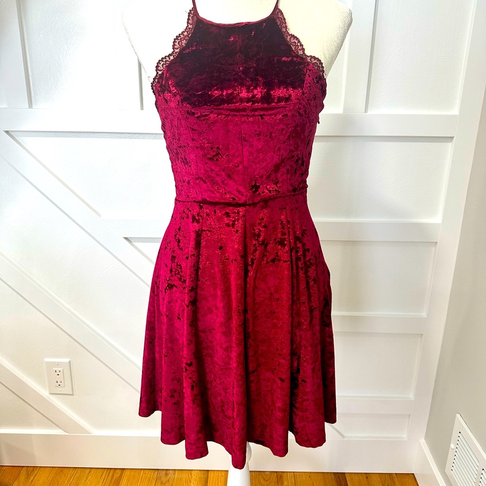 Red velour dress